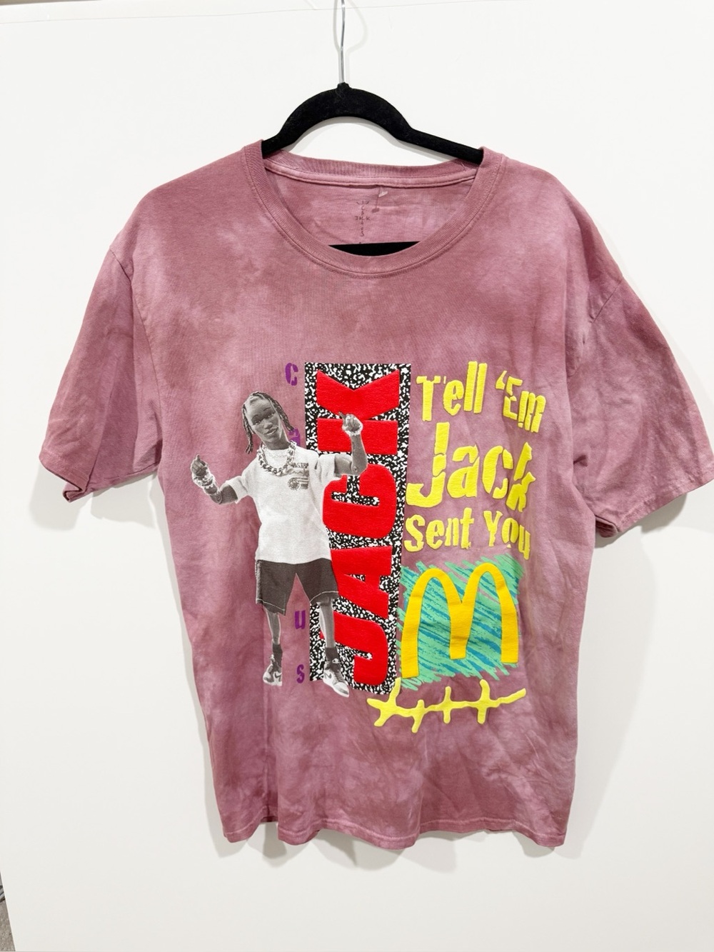TRAVIS SCOTT x McDONALDS • JACK SMILE 2 II TEE • BERRY • PUFF PRINT • 2020 Large